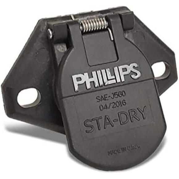 Phillips 16-722 7-Way HeavyDuty STA-Dry 2-Hole Ring Termination Split Pin Socket - Picture 1 of 2